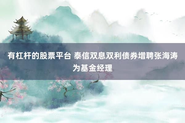 有杠杆的股票平台 泰信双息双利债券增聘张海涛为基金经理