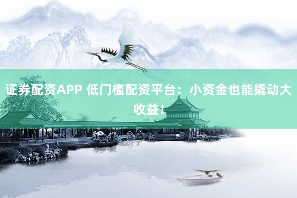 证券配资APP 低门槛配资平台：小资金也能撬动大收益！