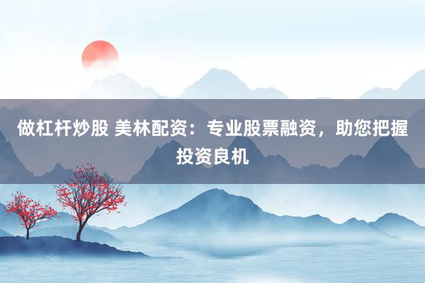 做杠杆炒股 美林配资：专业股票融资，助您把握投资良机