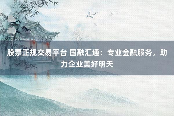 股票正规交易平台 国融汇通：专业金融服务，助力企业美好明天