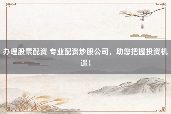 办理股票配资 专业配资炒股公司，助您把握投资机遇！