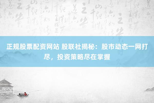 正规股票配资网站 股联社揭秘：股市动态一网打尽，投资策略尽在掌握