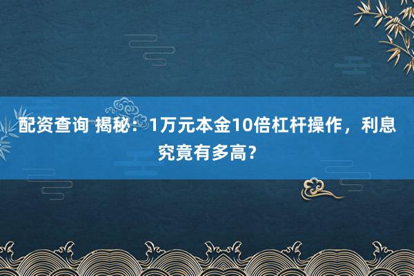 配资查询 揭秘：1万元本金10倍杠杆操作，利息究竟有多高？