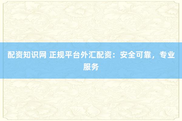 配资知识网 正规平台外汇配资：安全可靠，专业服务