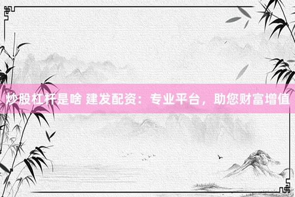 炒股杠杆是啥 建发配资：专业平台，助您财富增值
