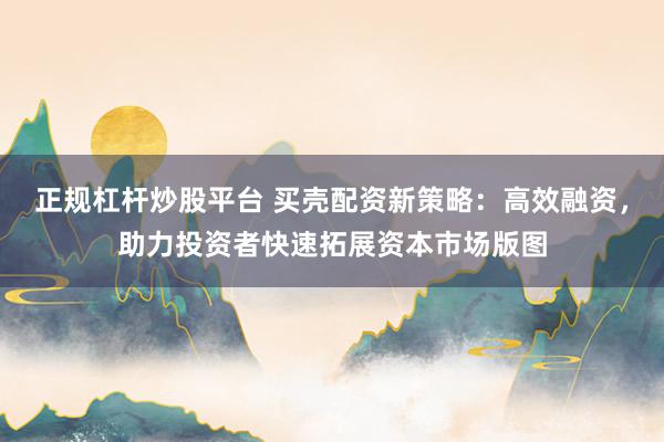 正规杠杆炒股平台 买壳配资新策略:高效融资,助力投资者快速拓展资本市场版图