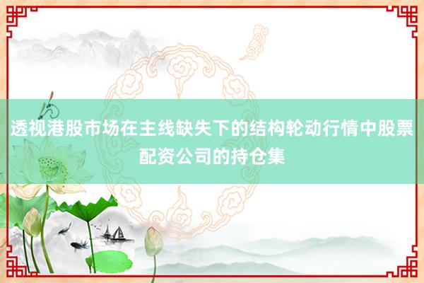 透视港股市场在主线缺失下的结构轮动行情中股票配资公司的持仓集